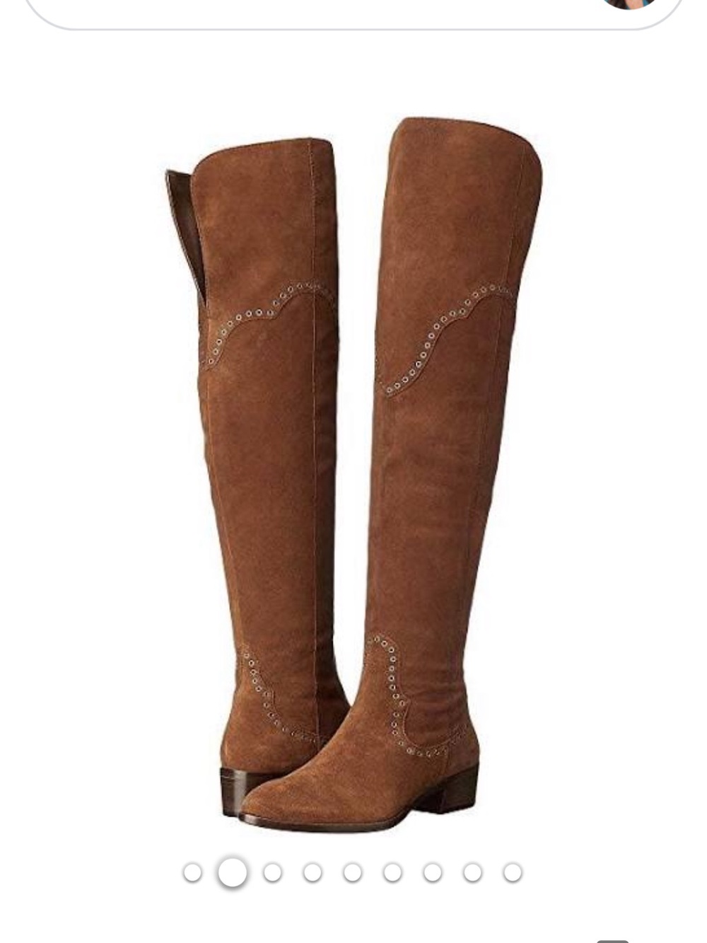 Frye Chestnut Suede Over-the-Knee Boots with Stud Detailing